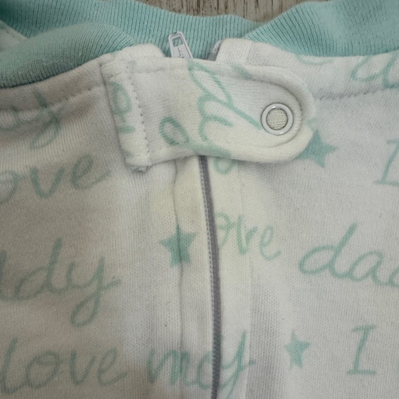 Koala Kids White and Green Footies One Piece I love Daddy and Mommy Print - Picture 3 of 7